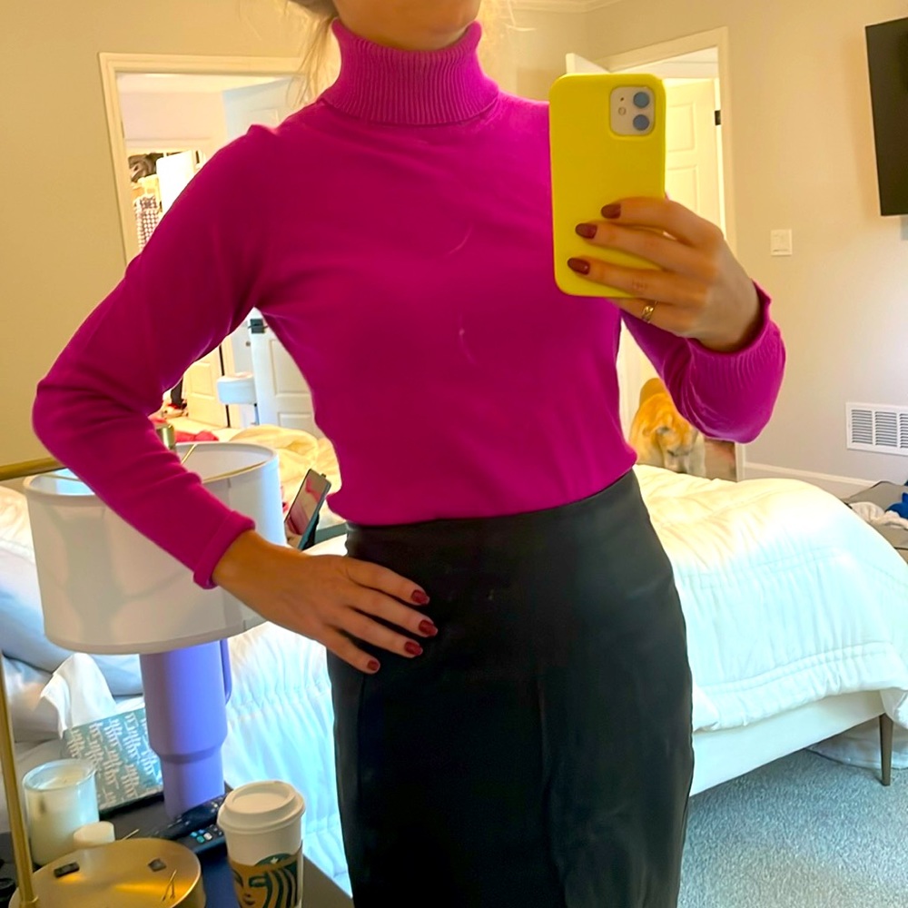 French Connection Fuchsia Turtleneck Sweater